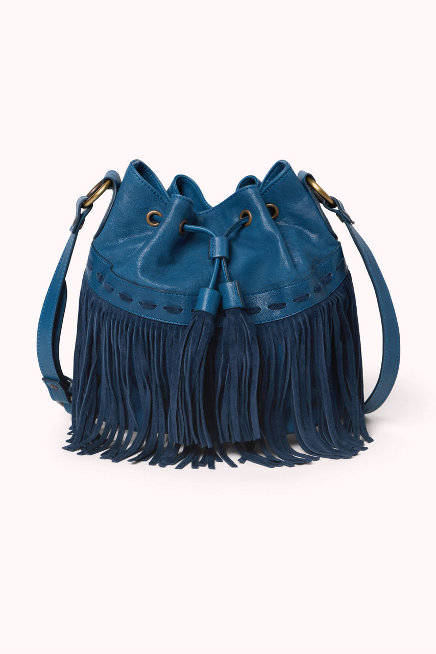 ITALIAN LEATHER FRINGE BUCKET BAG