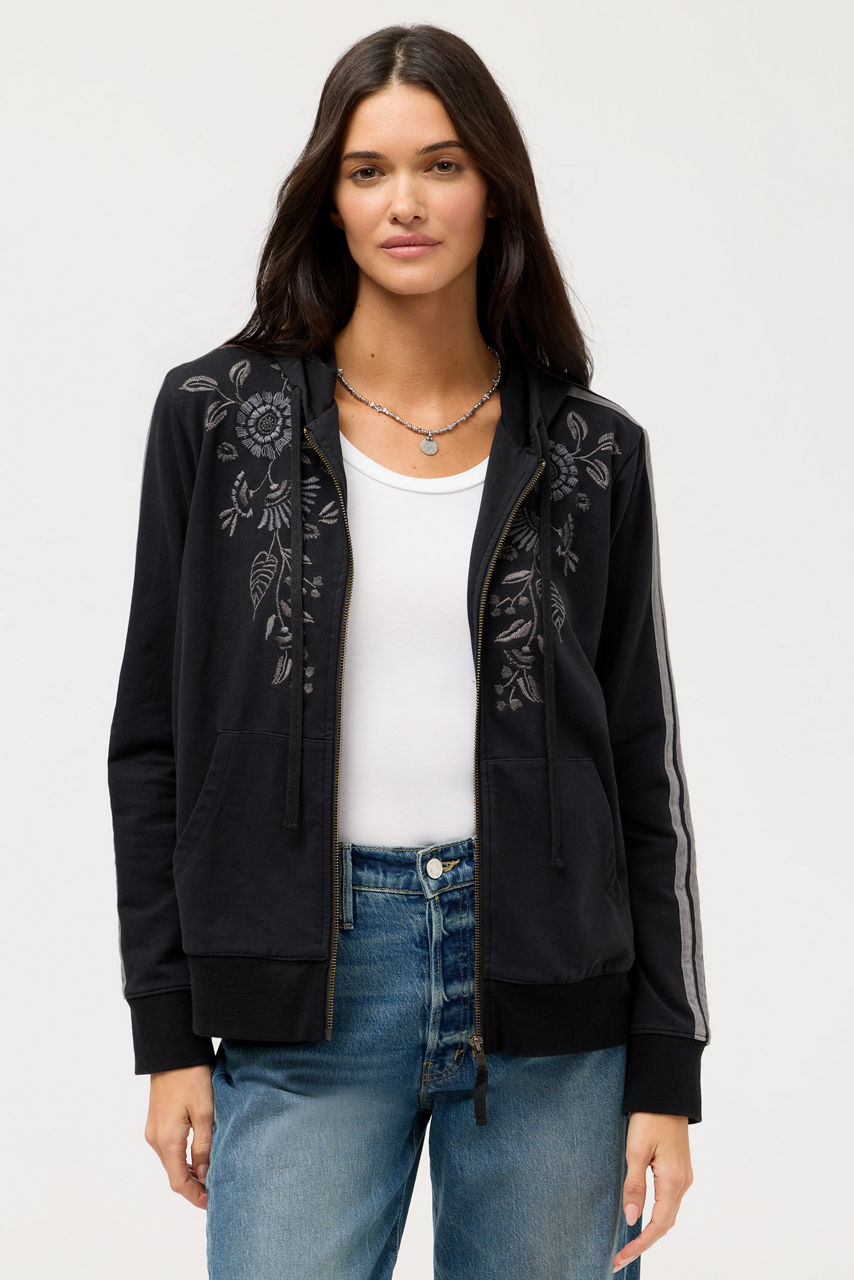 BEE ACTIVE ZIP FRONT HOODIE WITH TAPE, , large image 1