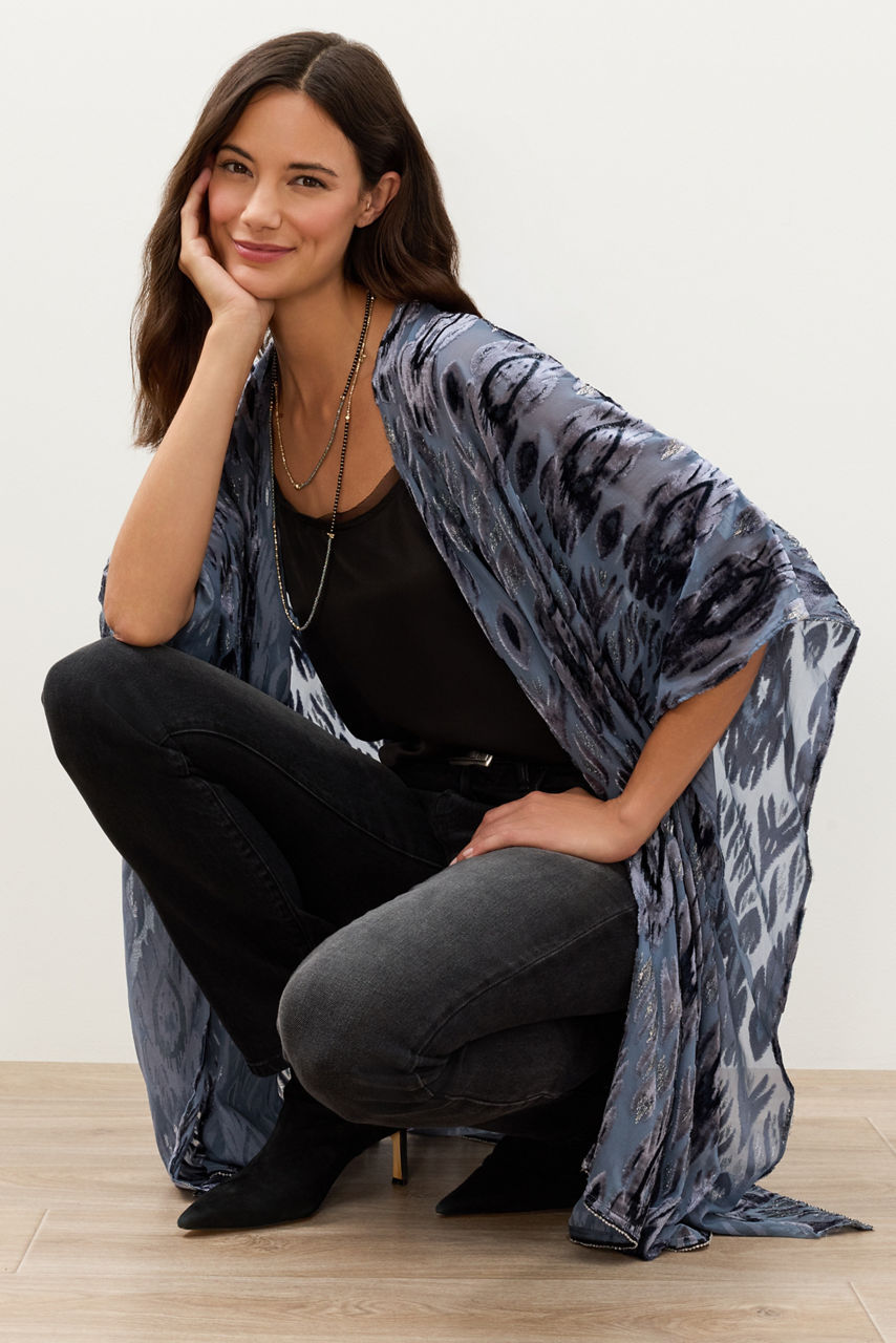BURNOUT VELVET SHAWL, , large image 1
