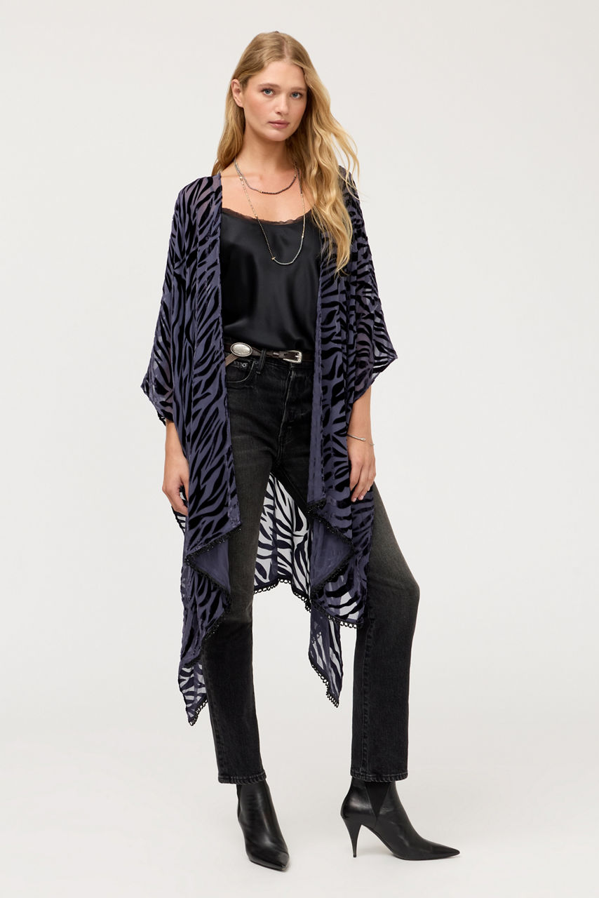 ROSIE QUARTZ BURNOUT VELVET SHAWL, , large image 1