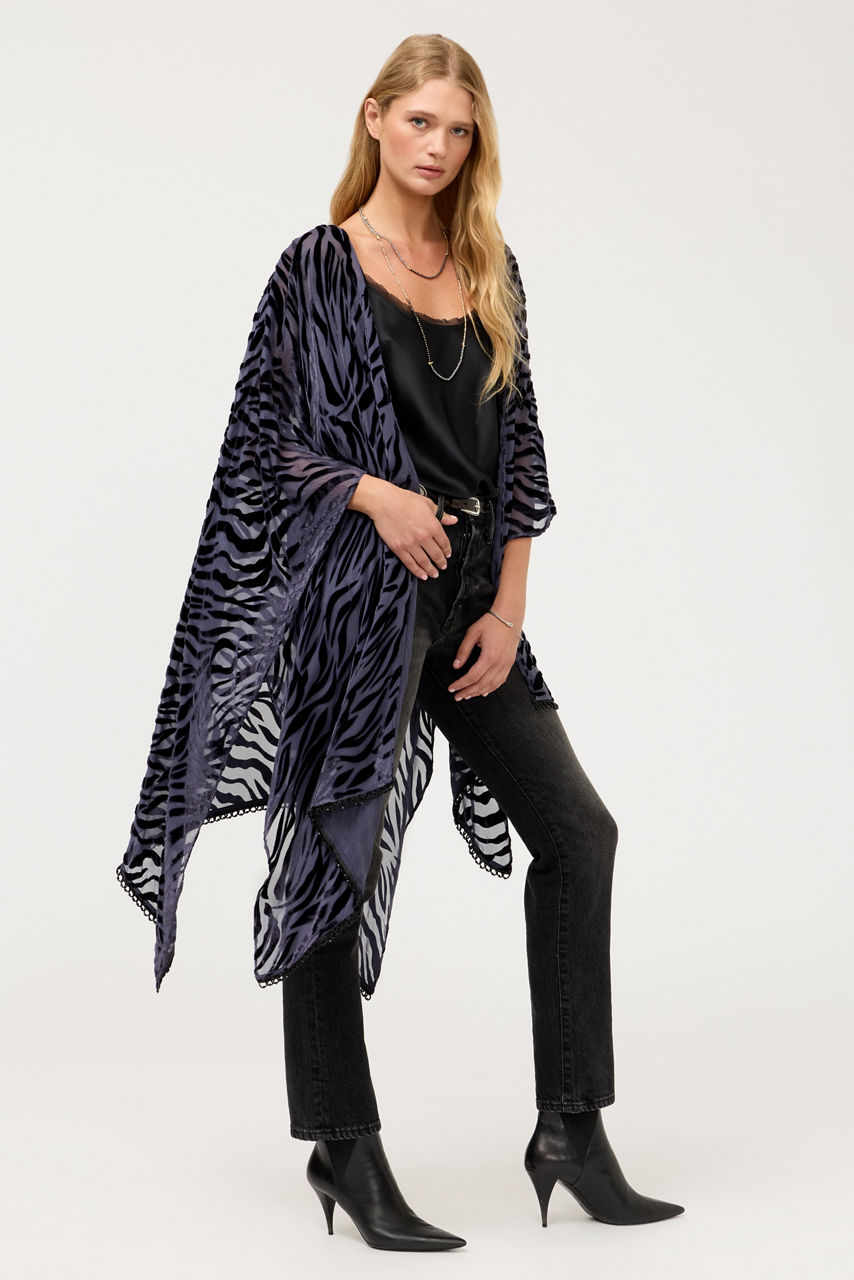 ROSIE QUARTZ BURNOUT VELVET SHAWL, , large image 2