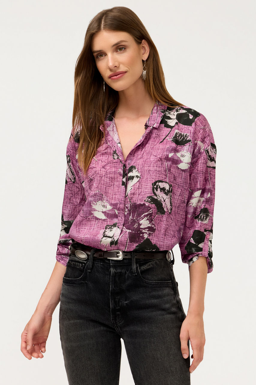 THE AUDREY BUTTON UP SHIRT WITH HIDDEN PLACKET, , large image 1