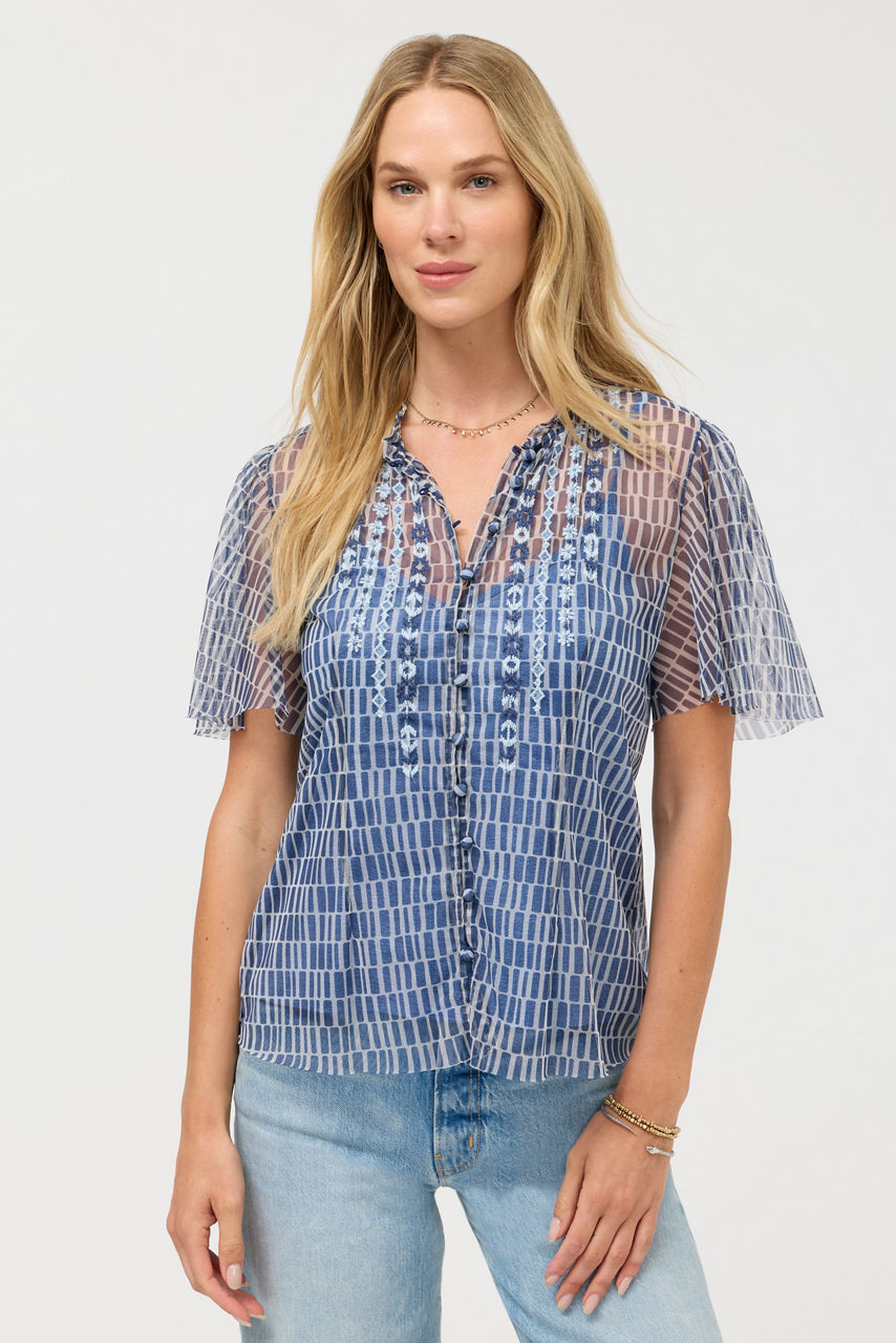 LEANDRA MESH BLOUSE, , large image 1