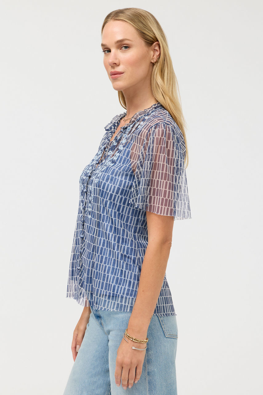 LEANDRA MESH BLOUSE, , large image 2