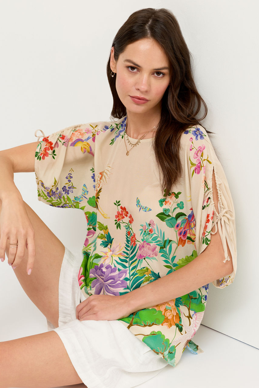 BLUET DRAWCORD SLEEVE BLOUSE, , large image 1