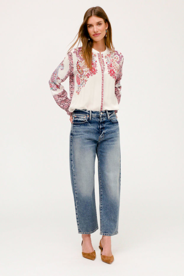 DOLORES MANDARIN COLLARED SHIRT, , large video