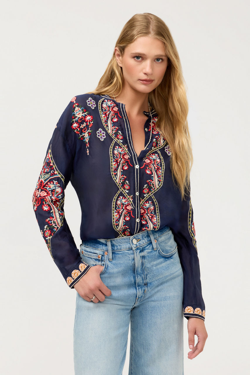 THE AUDREY MANDARIN COLLAR SHIRT, , large image 1