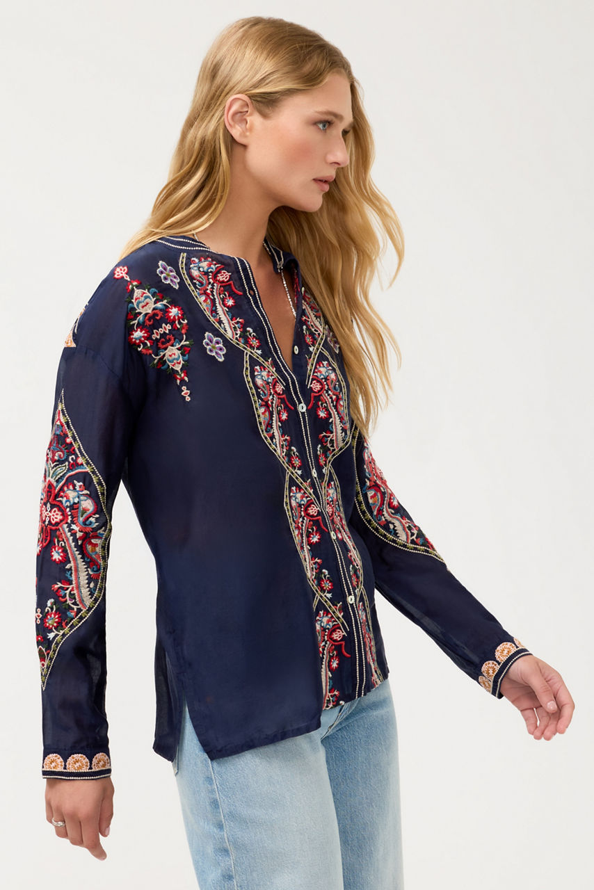 THE AUDREY MANDARIN COLLAR SHIRT, , large image 2