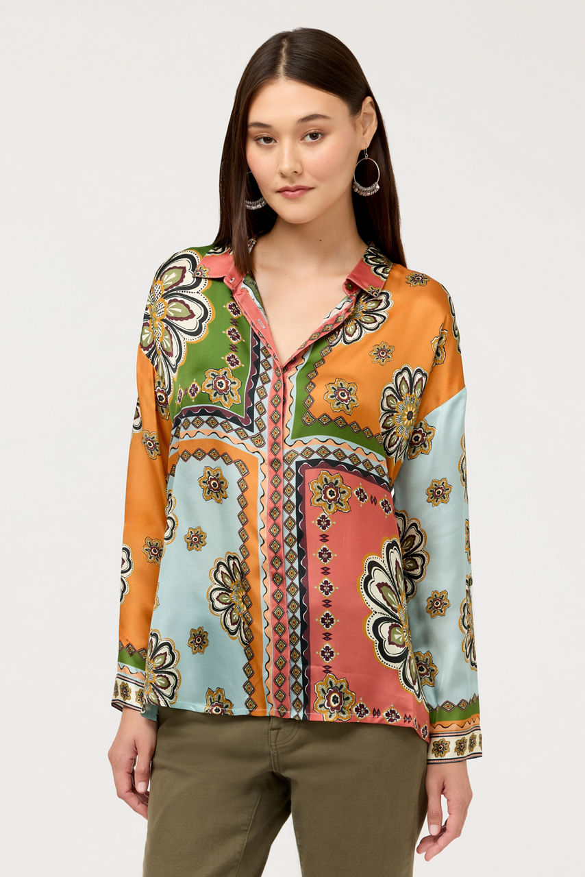 THE AUDREY BUTTON UP SHIRT WITH HIDDEN PLACKET, , large image 1