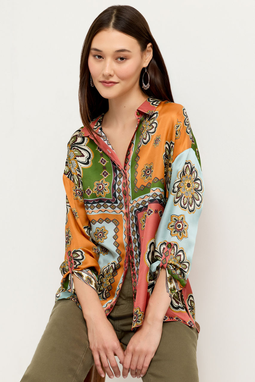 THE AUDREY BUTTON UP SHIRT WITH HIDDEN PLACKET, , large image 2