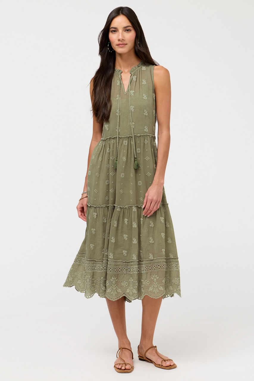 SUSILA MIDI TIERED DRESS, , large image 1