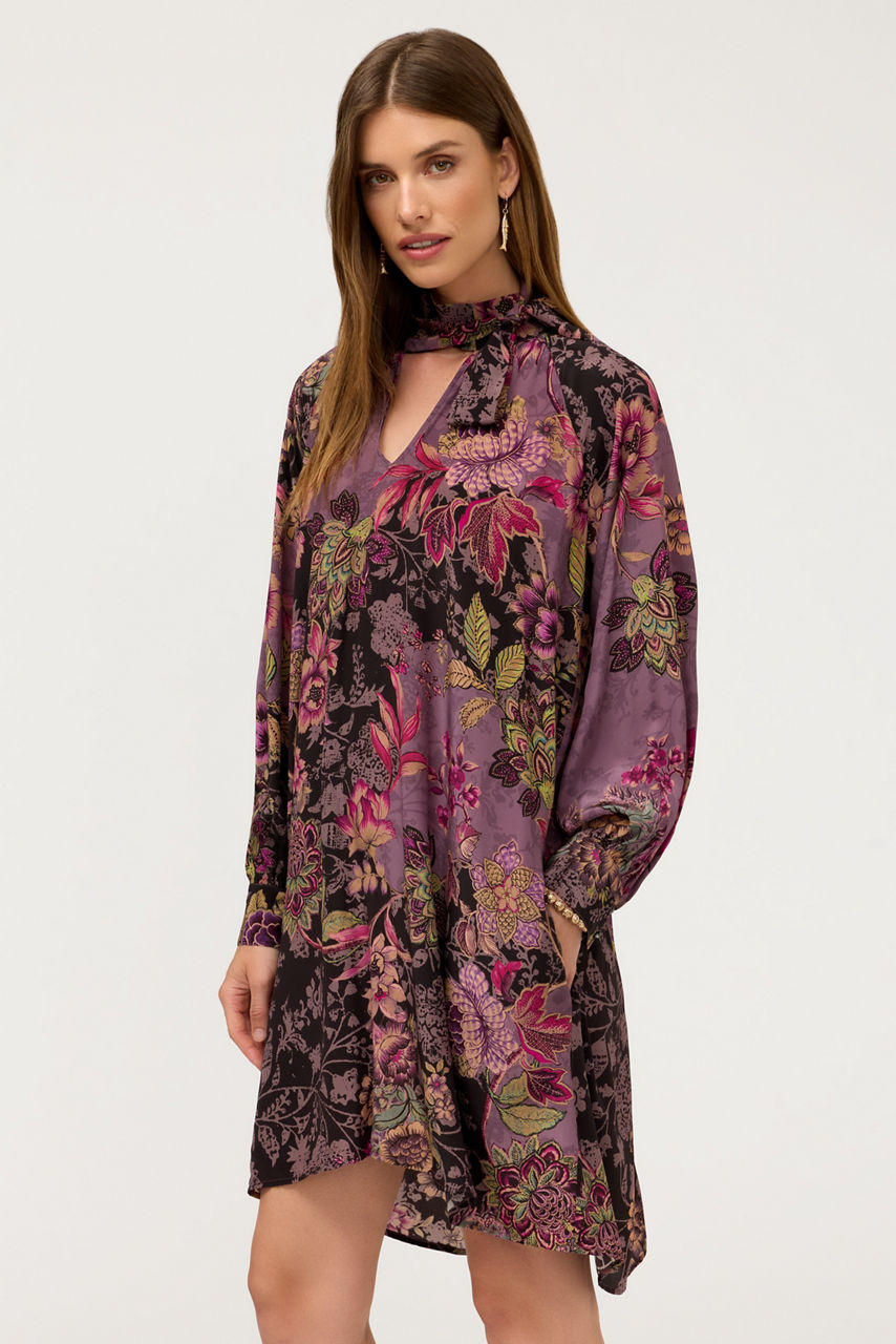 MAGALY TIE NECK MINI DRESS, , large image 2
