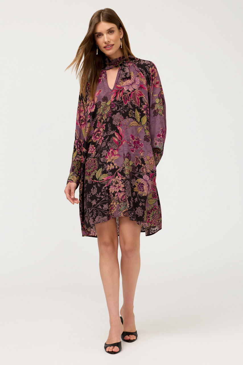 MAGALY TIE NECK MINI DRESS, , large image 3