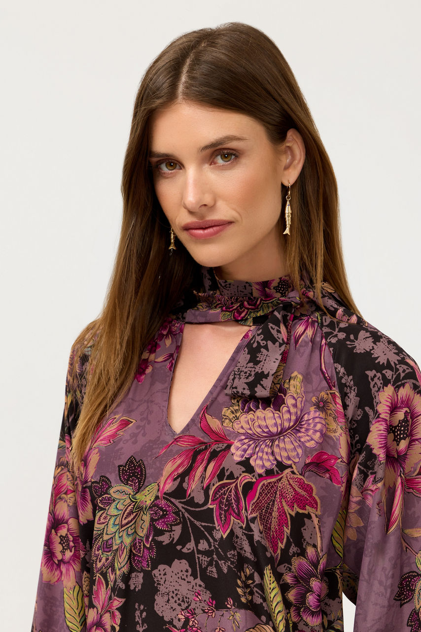 MAGALY TIE NECK MINI DRESS, , large image 4
