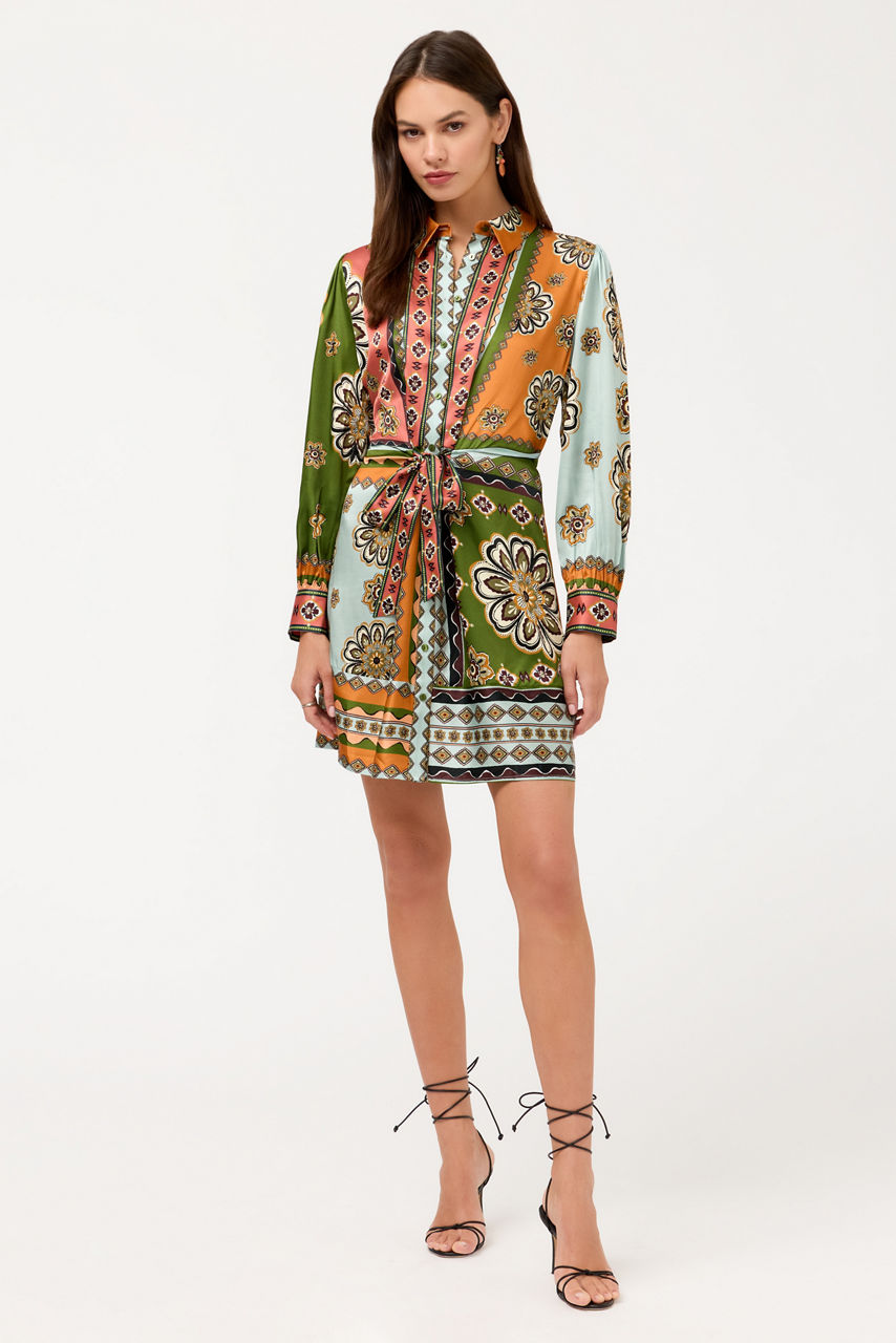 MAXIMA TIE WAIST MINI SHIRT DRESS, , large image 1
