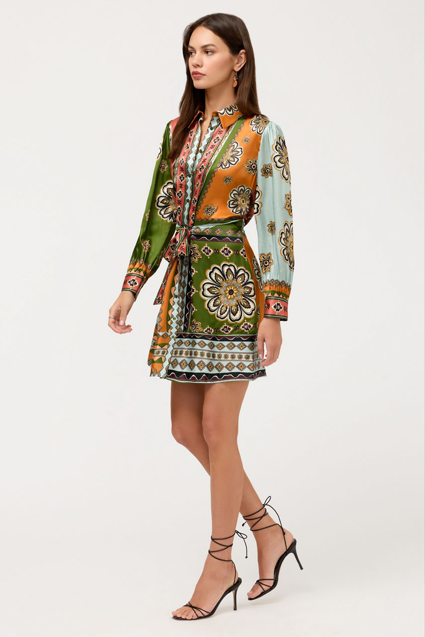 MAXIMA TIE WAIST MINI SHIRT DRESS, , large image 2