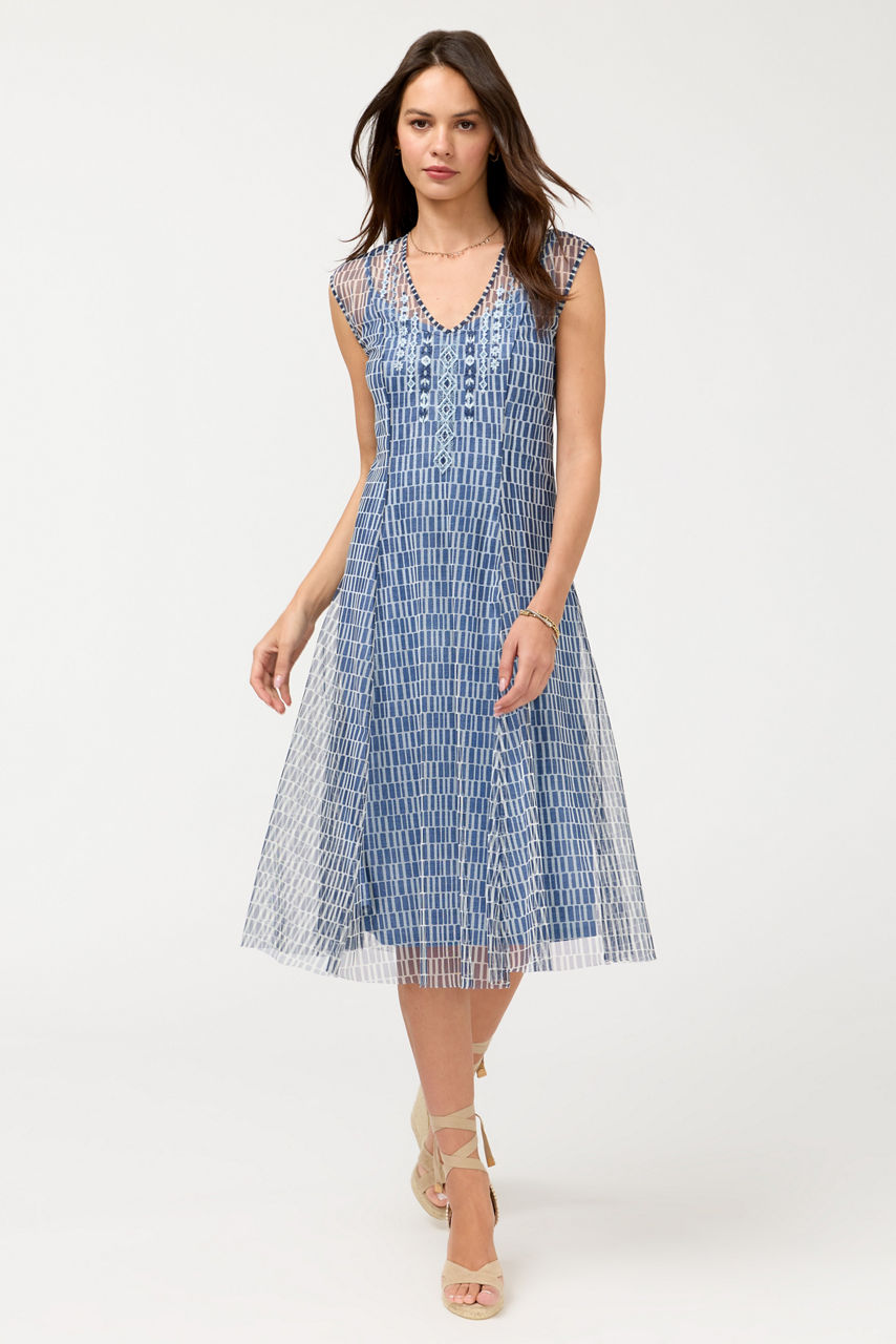 DOROTEA MIDI MESH DRESS, , large image 1