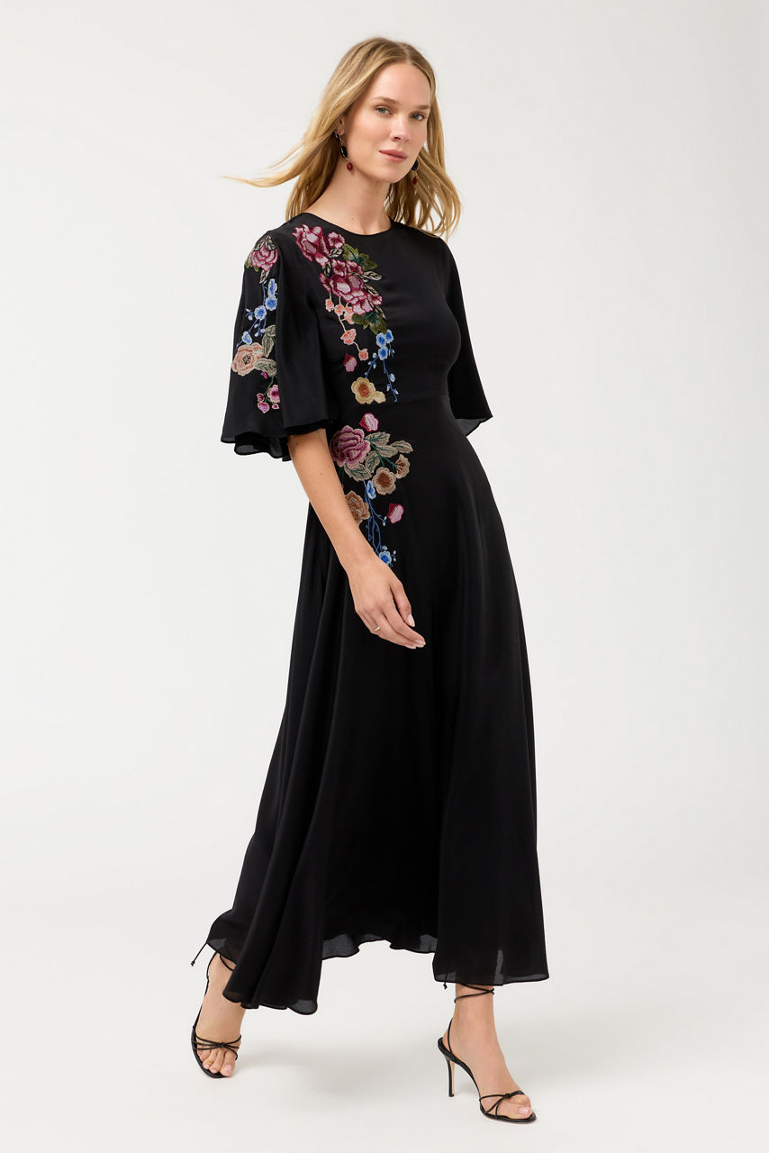 GINZA SILK MAXI DRESS, , large image 1