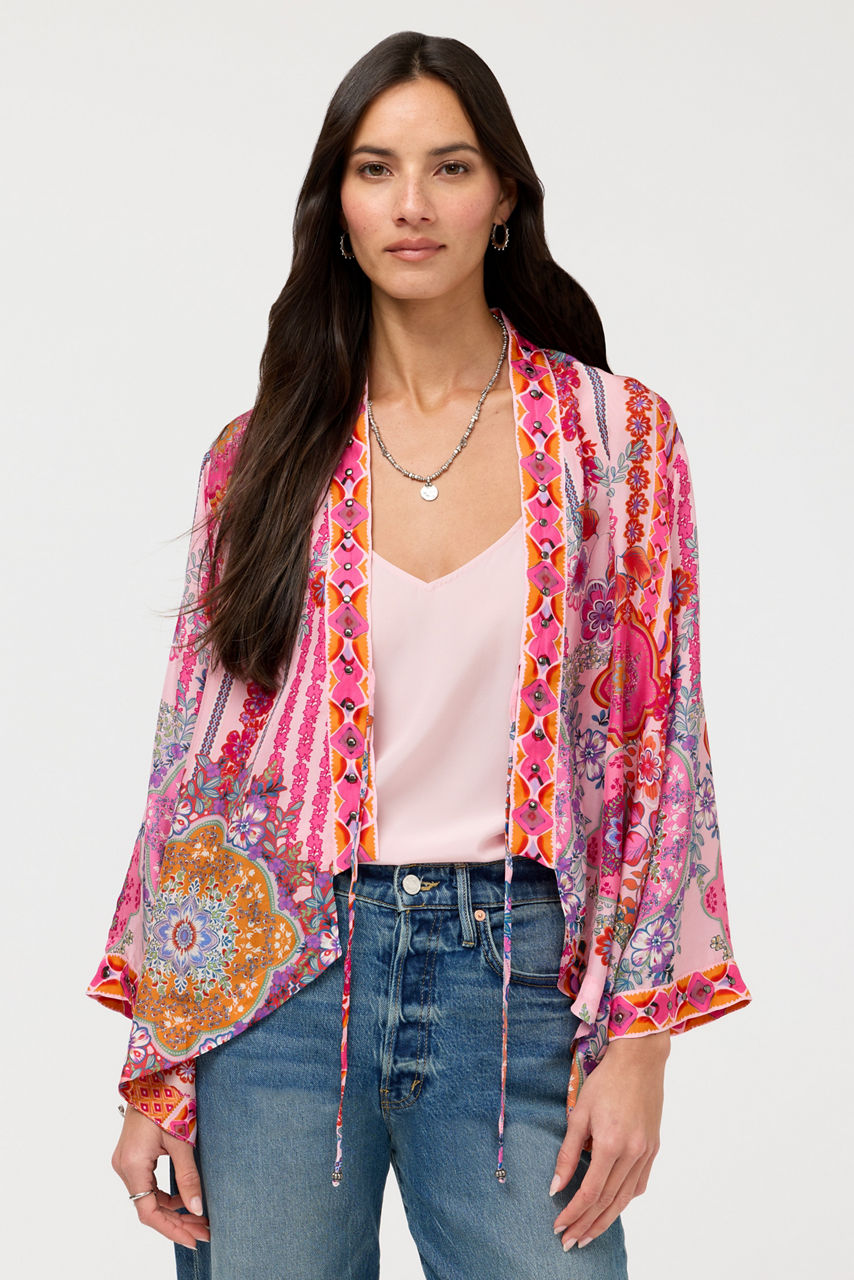 NELI SHORT STUDDED KIMONO, , large image 1