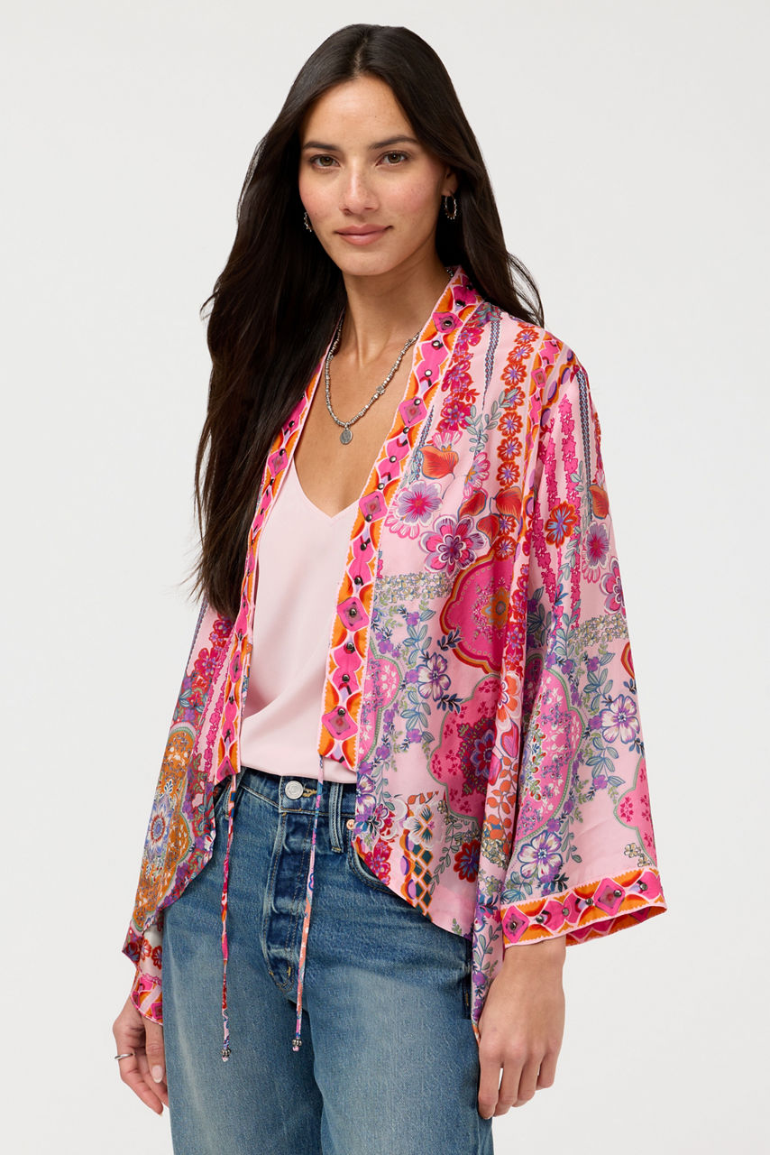 NELI SHORT STUDDED KIMONO, , large image 2