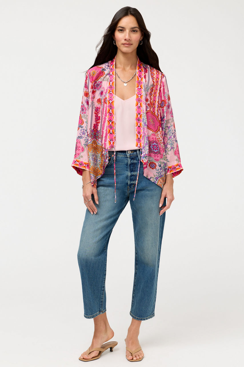 NELI SHORT STUDDED KIMONO, , large image 3