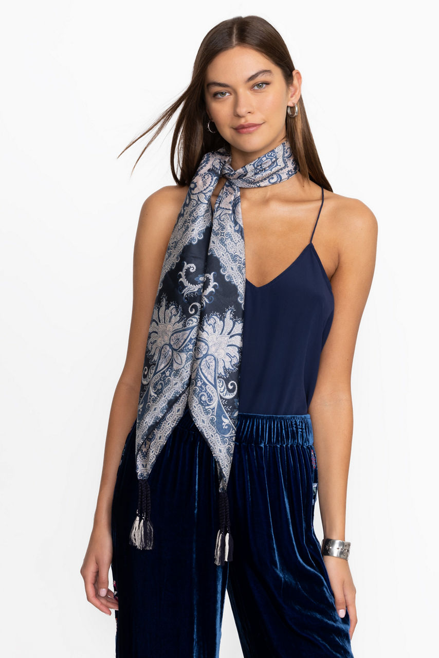 ROMAN PAISEY SILK SCARF, , large image 2