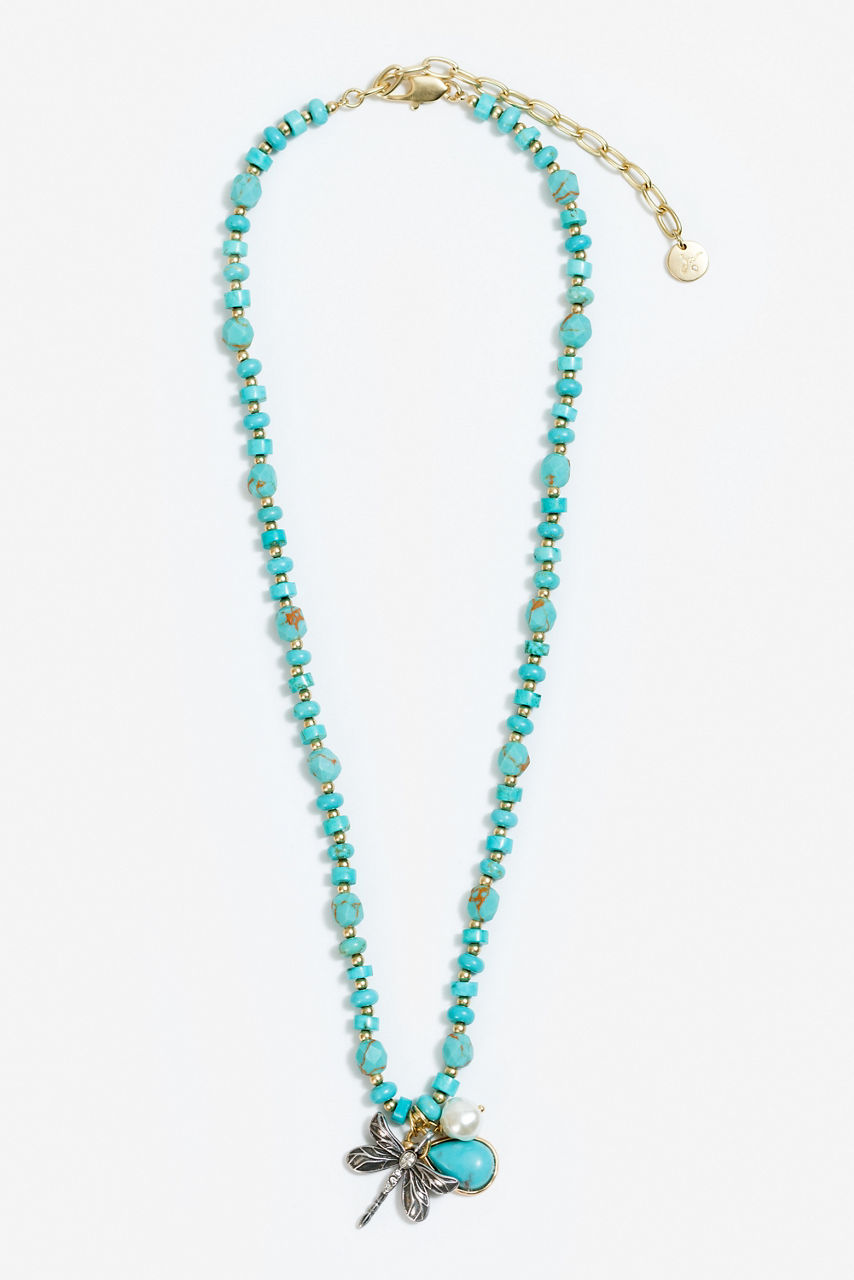 DRAGONFLY DAYDREAM TURQUOISE CHARM NECKLACE