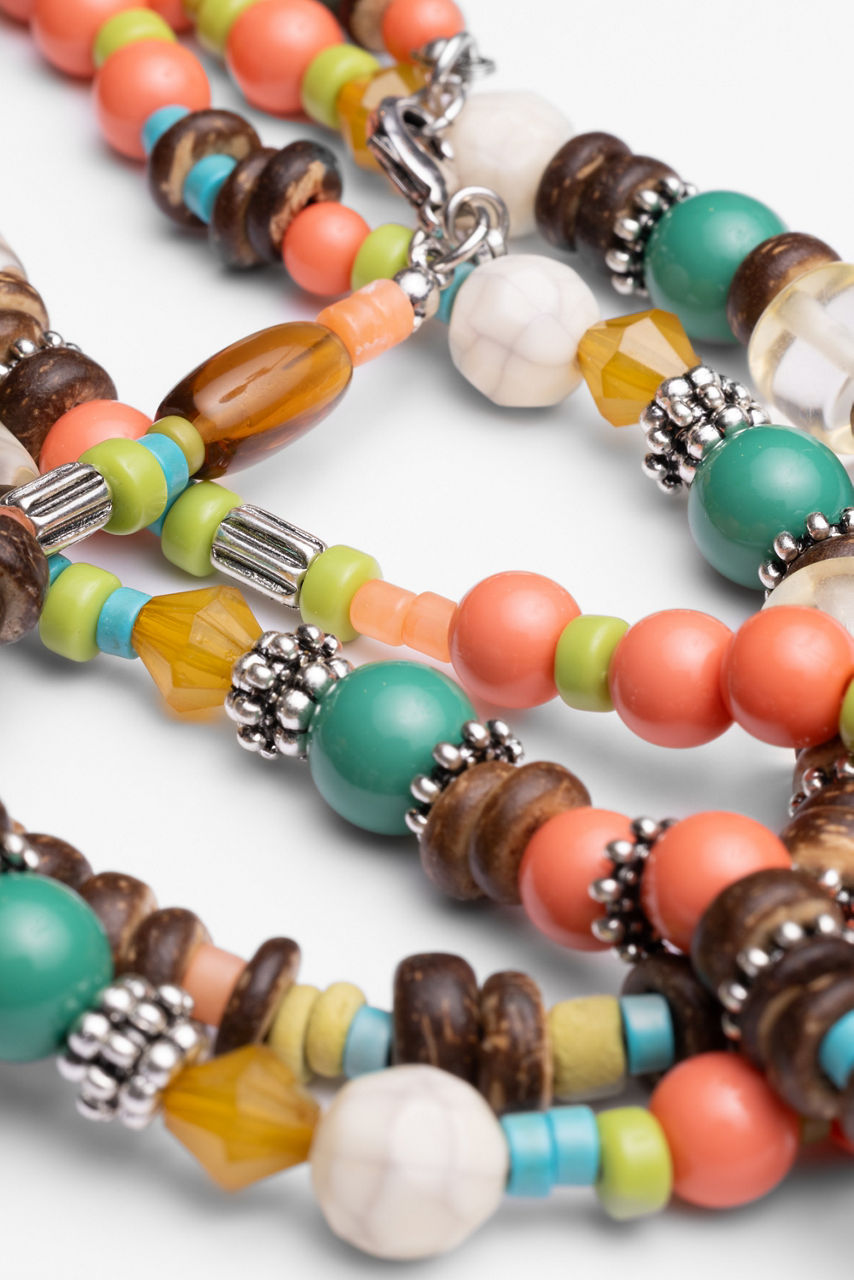 SEMIPRECIOUS METAL BEADS WOOD NECKLACE, , large image 3