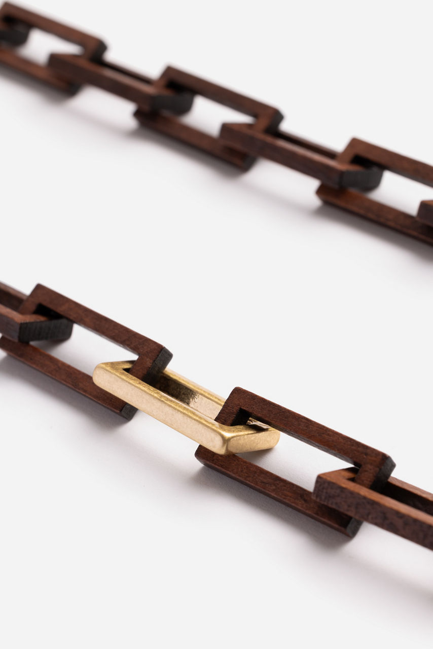 SQUARE WOOD LINK NECKLACE, , large image 3
