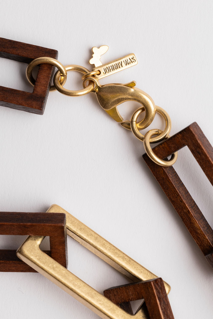 SQUARE WOOD LINK NECKLACE, , large image 4