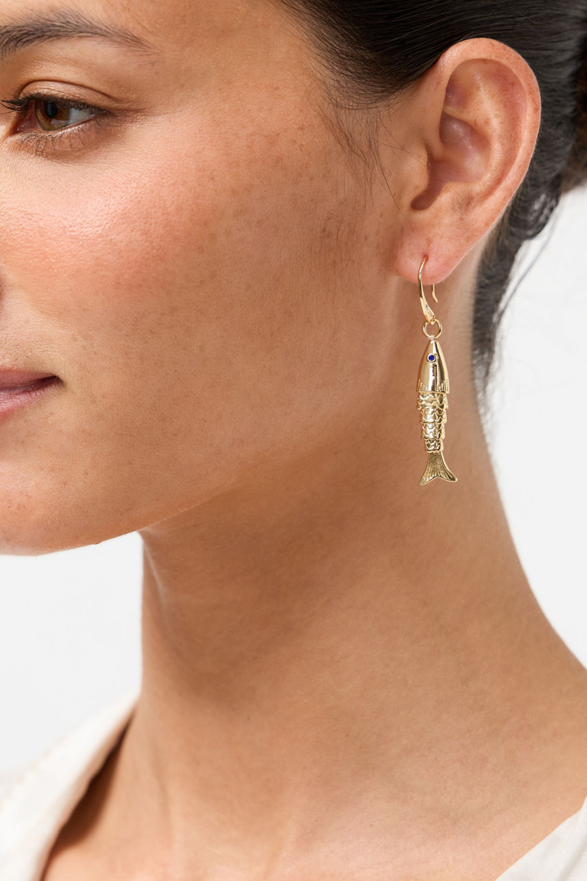 ARTICULATED FISH EARRINGS ON FISH HOOK, , large image 3