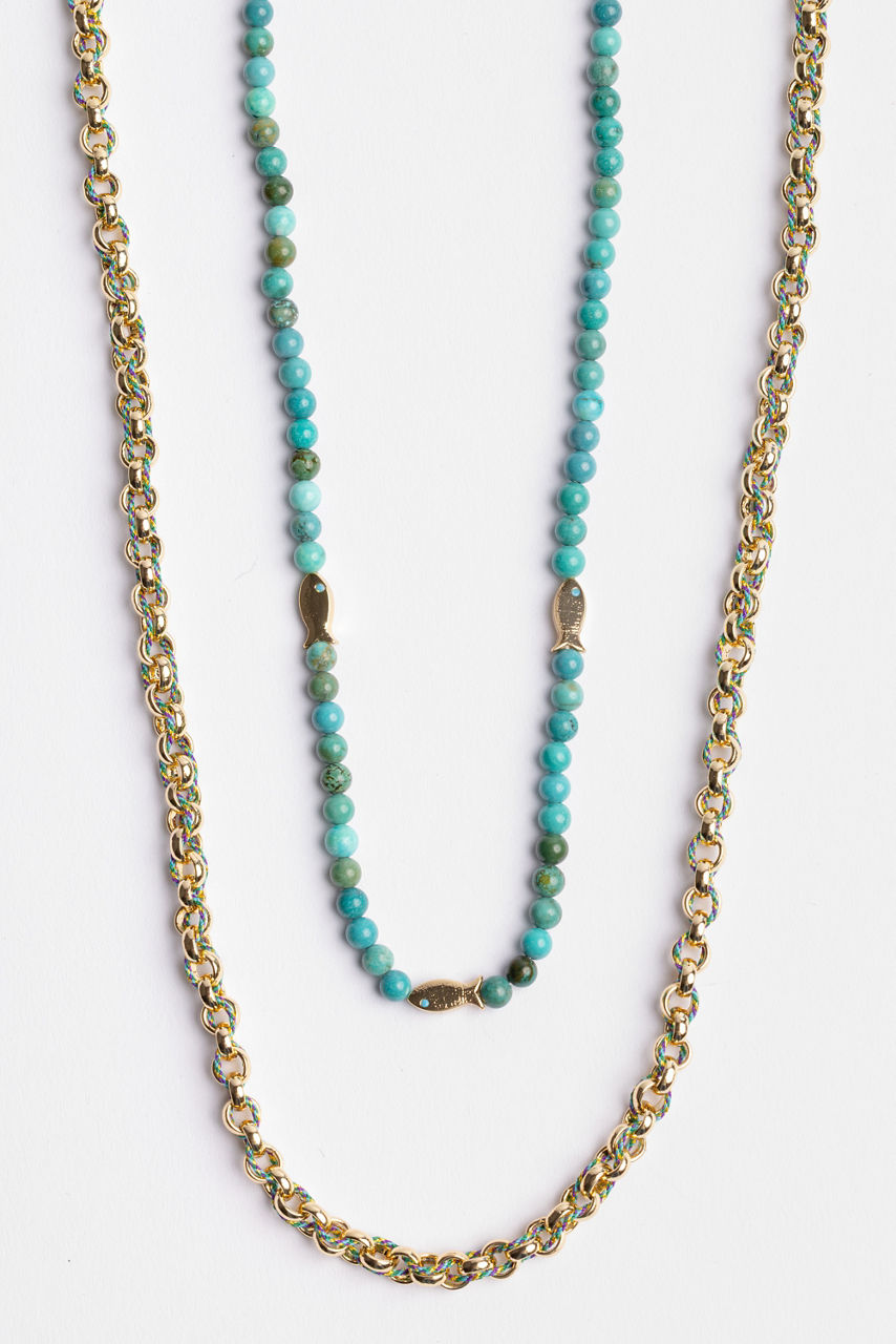 DOUBLE STRAND BEADED NECKLACE, , large image 1