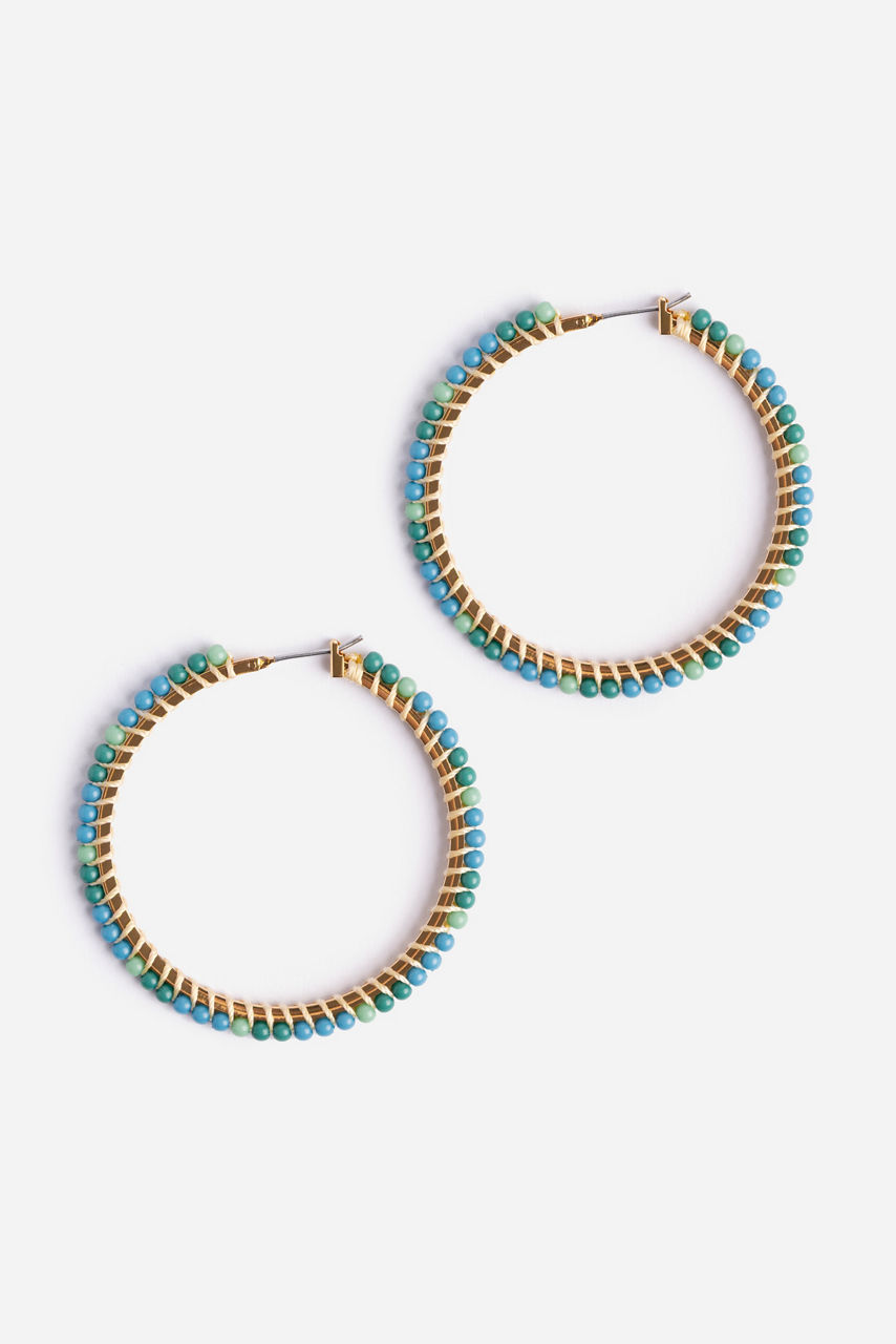 BEADED EDGE HOOP EARRINGS, , large image 1