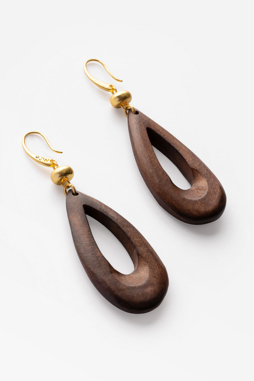 WOOD TEARDROP EARRING, , large image 2