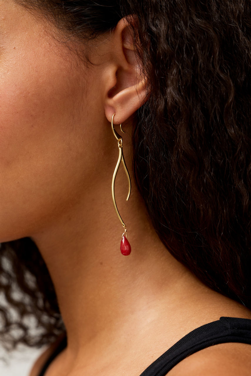 SEMIPRECIOUS TEAR DROP BRANCH EARRINGS, , large image 3