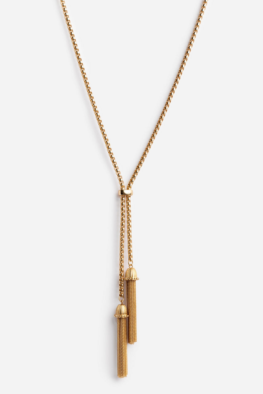 DOUBLE TASSEL CHAIN LARIAT, , large image 1