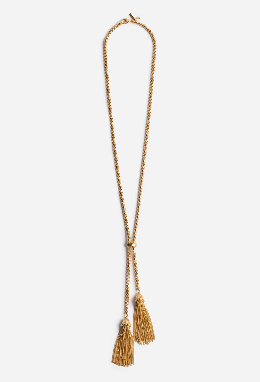 DOUBLE TASSEL CHAIN LARIAT, , large image 2