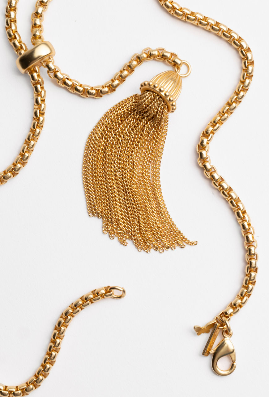 DOUBLE TASSEL CHAIN LARIAT, , large image 3