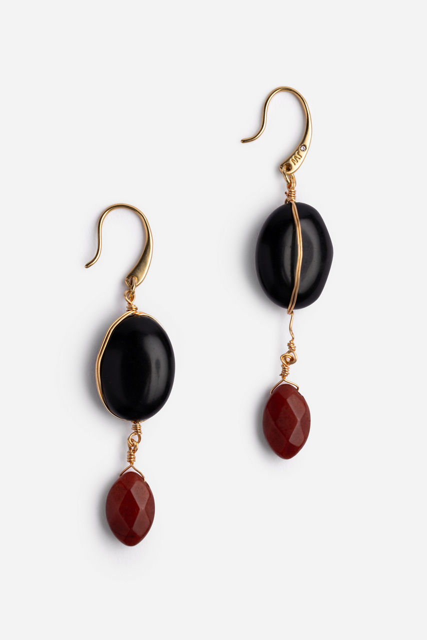 ONYX STONE DROP EARRINGS, , large image 1