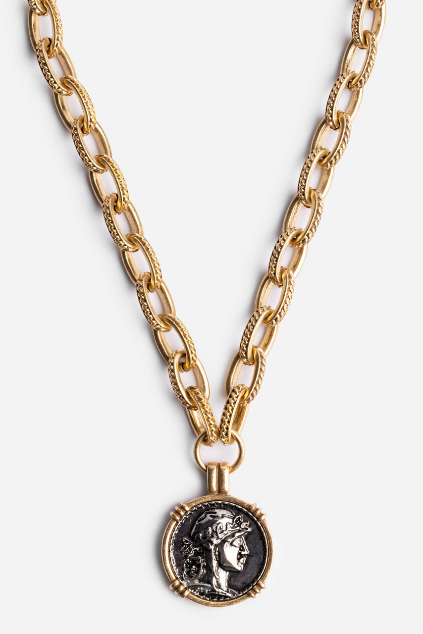 TWO-TONE COIN PENDANT CHAIN, , large image 1