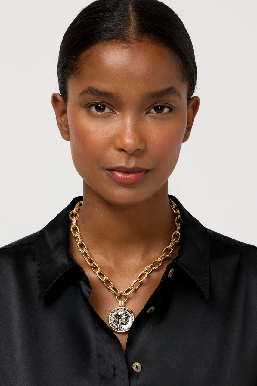 TWO-TONE COIN PENDANT CHAIN, , large image 4