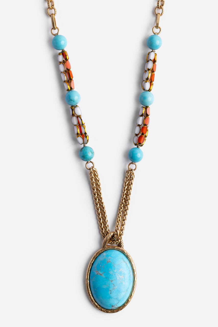 TURQUOISE MULTI BEAD NECKLACE, , large image 1