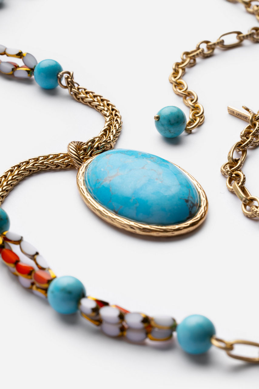 TURQUOISE MULTI BEAD NECKLACE, , large image 3