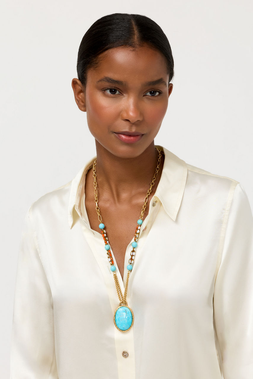 TURQUOISE MULTI BEAD NECKLACE, , large image 4