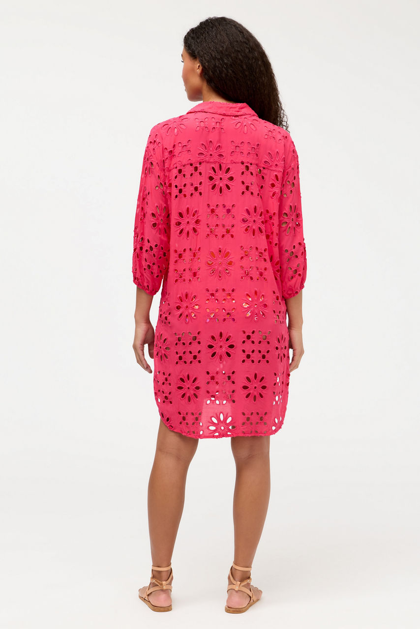 EYELET BUTTON DOWN SHIRT DRESS, , large image 4