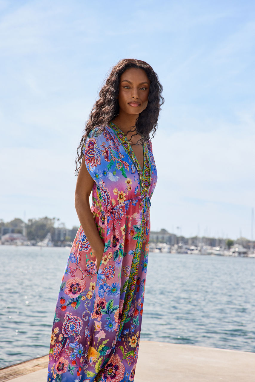 LILLIANA V-NECK KAFTAN DRESS, , large image 5
