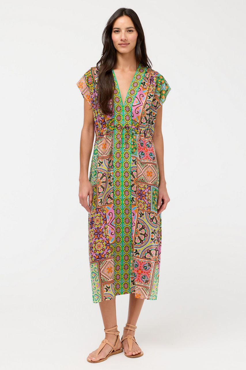LANTHE V-NECK KAFTAN DRESS, , large image 1