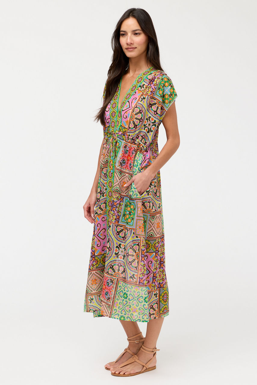 LANTHE V-NECK KAFTAN DRESS, , large image 3