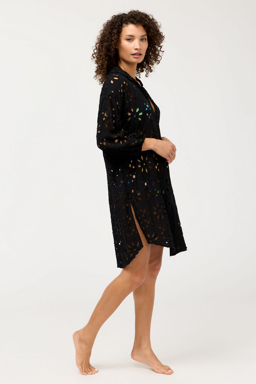 EYELET BUTTON DOWN SHIRT DRESS, , large image 2
