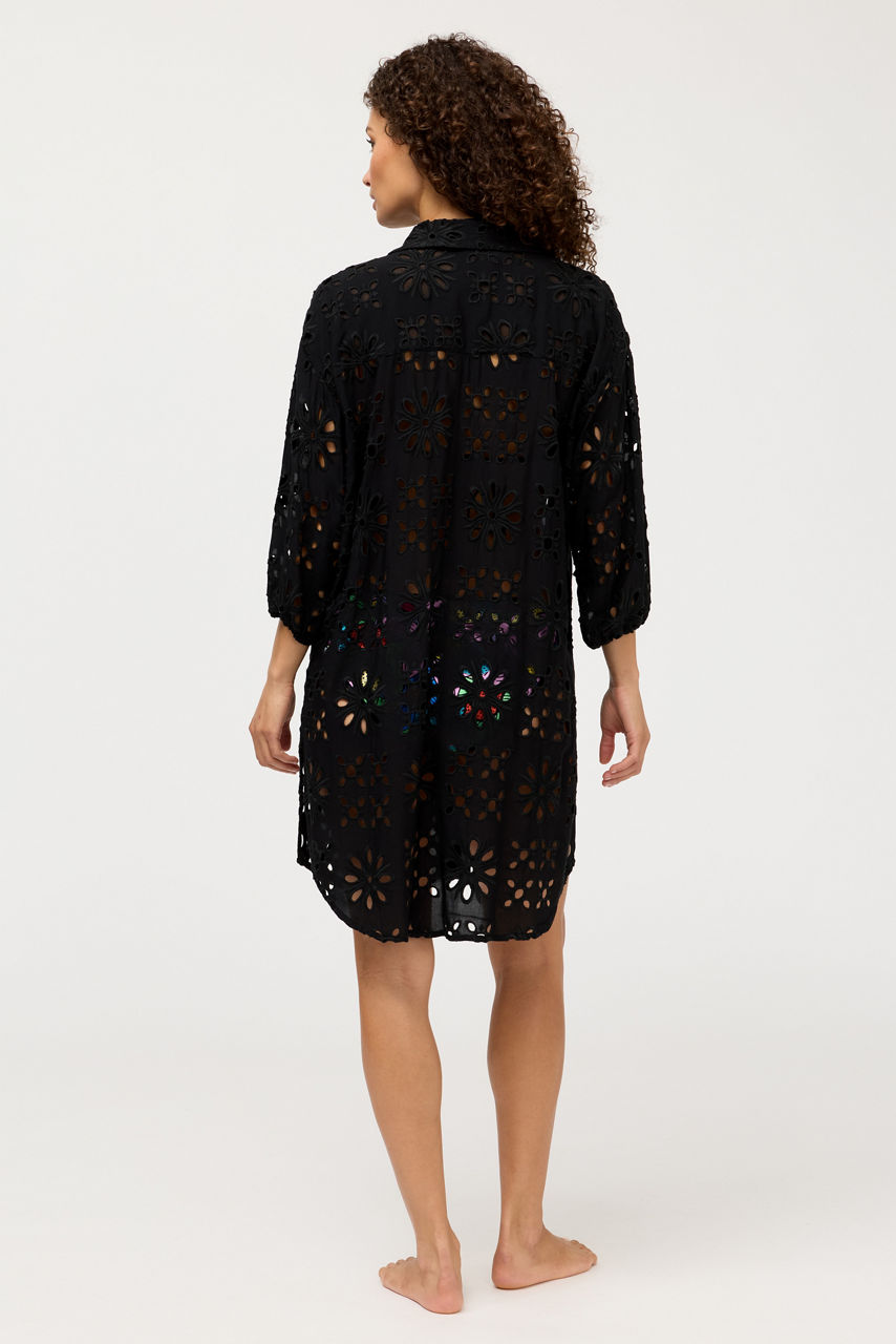 EYELET BUTTON DOWN SHIRT DRESS, , large image 4